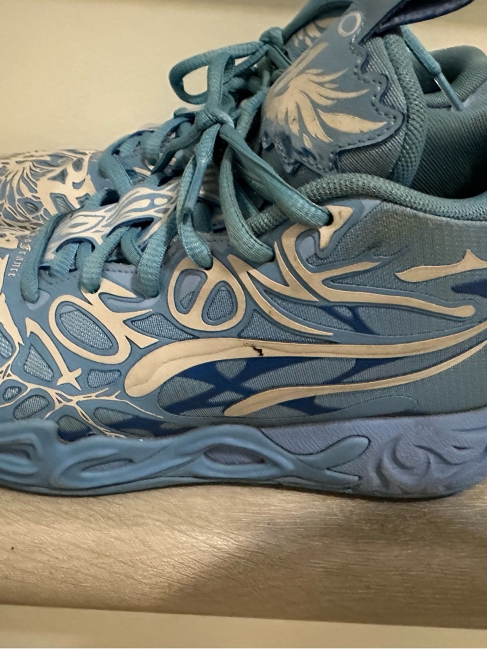 Puma Kids Light Blue and White Graphic Lace-Up Sneakers - Picture 2 of 5
